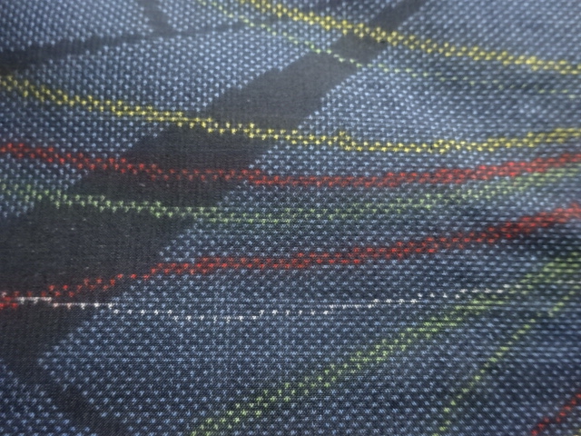 JAPANESE KIMONO / ANTIQUE KIMONO / DORO OSHIMA TSUMUGI (5 maruki) / WOVEN LINE DRAWING